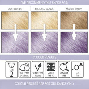 vegan cruelty free hair colour swatches semi-permanent pastel lilac haze purple